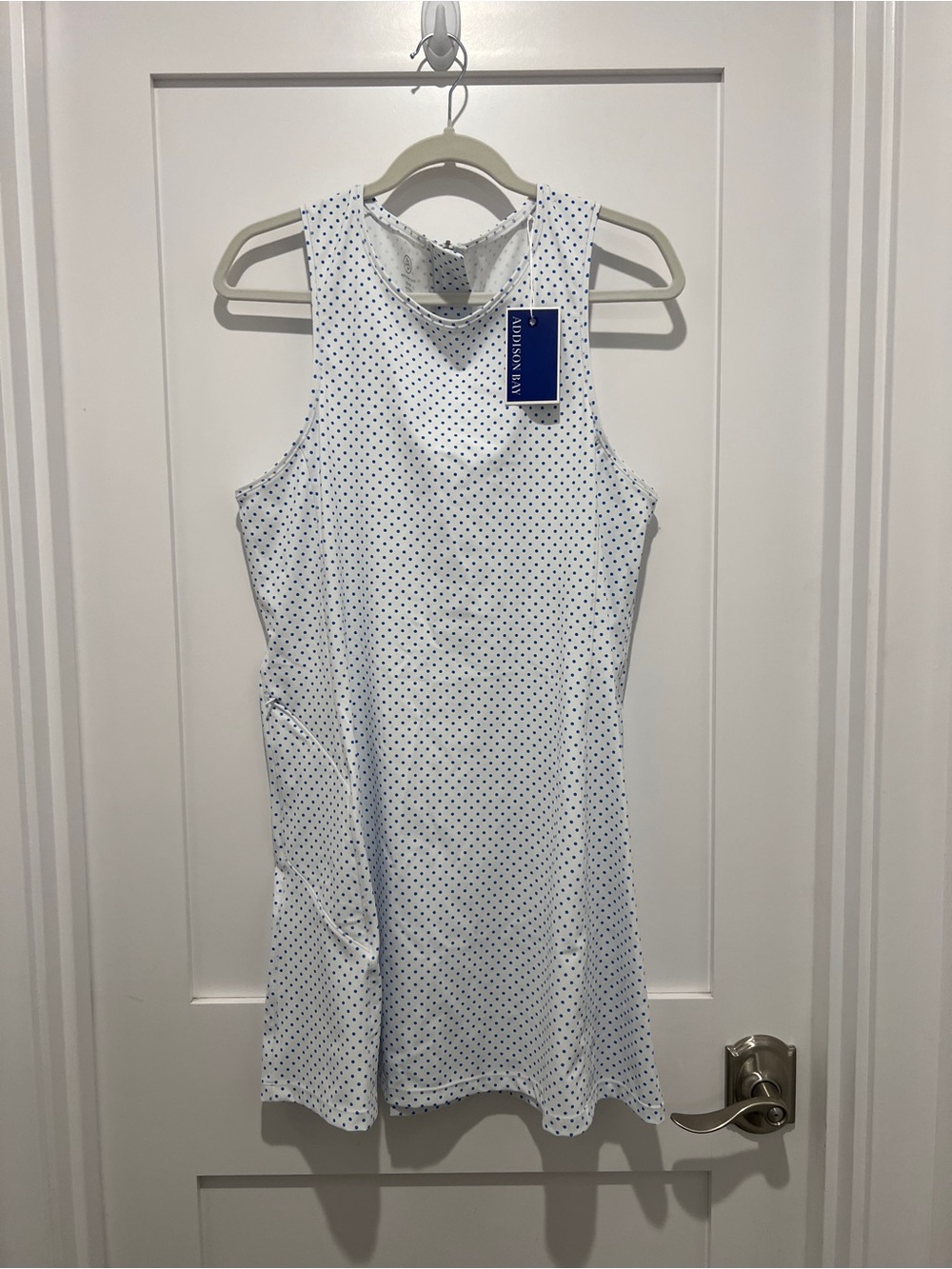 Addison Bay White Mini Dress with Blue Polka Dots woman’s XXL